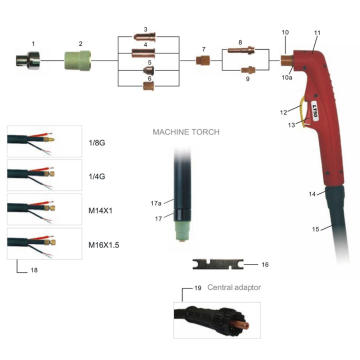 Tocha de corte plasma LT50 e consumíveis para máquina de solda